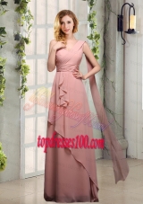 One Shoulder Empire 2015 Bridesmaid Dresses with Ruching