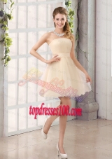 2015 A Line Belt Mini Length Bridesmaid Dress with Strapless