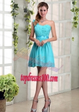 A Line One Shoulder Ruching Bridesmaid Dress  with Belt