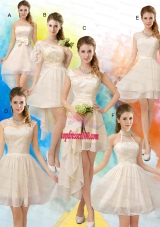 Champagne Chiffon Lace Up Bridesmaid Dress for 2015