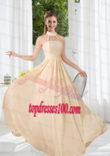Halter Empire 2015 Classical Bridesmaid Dress with Lace