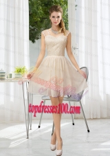 Straps Lace Sleeveless Bridesmaid Dress with Mini Length