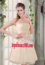 Strapless Appliques 2015 New Bridesmaid Dress in Champagne