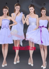 2015 Elegant Chiffon Lace Up Bridesmaid Dress in Lavender