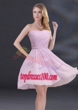 A Line Sweetheart Bridesmaid Dress with Ruhing and Belt