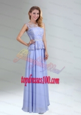 Lavender Belt and Lace Empire 2015 Bridesmaid Dress with Bateau