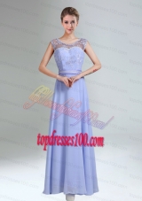 Lavender Scoop Belt and Lace  Empire 2015 Bridesmaid Dress