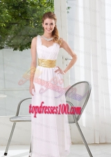 Natural White Empire Straps Ruching Bridesmaid Dresses