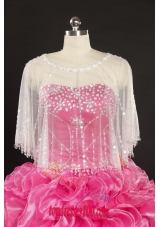 Cheap Beading Organza White Wraps for Summer