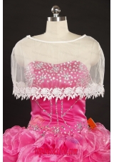 Cheap White Scoop Organza Shawls with Lace