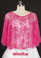 Hot Pink Beading Lace Hot Sale Wraps for 2015