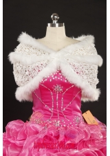 Rabbit Fur Beading Lace White Wraps for 2015