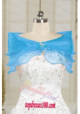 Fall Organza Beading Shawls in Baby Blue