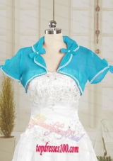 Baby Blue Wedding Party Organza Shawls with Beading