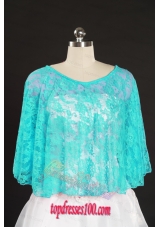 Turquoise Organza Wedding Party Discount Shawls with Beading