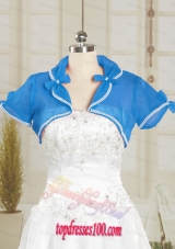 Beautiful Organza Beading Wedding Party Shawls in Blue