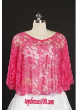 Simple Hot Pink Beading Lace Wraps for 2015