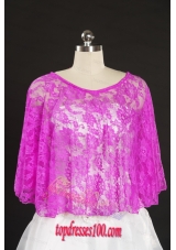 Hot Pink Beading Lace Hot Sale Wraps for 2015