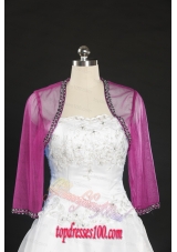 2015 Long Sleeves Hot Pink Wraps with Beading