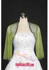 2015 Royal Blue Long Sleeves Green Wraps with Beading