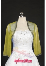 2015 Yellow Long Sleeves Wraps with Beading