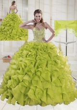 Most Popular Sweetheart Brush Train Beading Quinceanera Dresses