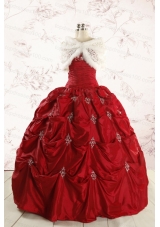 2015 Cheap Appliques Quinceanera Dresses in Wine Red