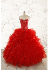 2015 Most Popular Red Quinceanera Dresses with Beading