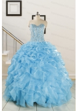Luxurious Beading Apple Green Quinceanera Dresses for 2015