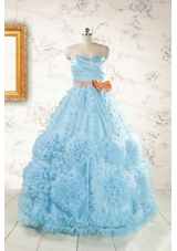 Unique Beading Aqua Blue Quinceanera Dresses for 2015