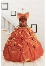 Orange Red and Black Sweetheart Appliques Quinceanera Dresses with Wraps