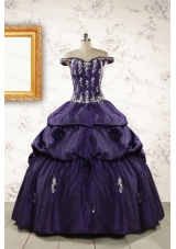 2015 Latest Off The Shoulder Appliques Quinceanera Dresses in Purple