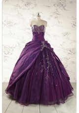 2015 Modern Purple Sweetheart Appliques Quinceanera Dresses