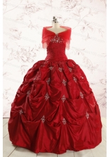 2015 Beautiful Sweetheart Appliques Quinceanera Dresses