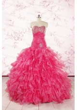 2015 Top Seller Sweetheart Hot Pink Quinceanera Dresses with  Ruffles