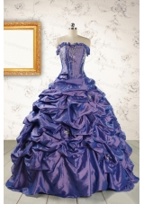 2015 Unique Purple Quinceanera Dresses with Brush Train