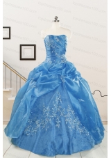 Classical Baby Blue Quinceanera Dresses with Embroidery for 2015