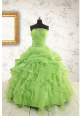 Perfect Green Quinceanera Dresses with Beading and Ruffles