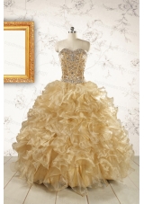 Luxurious Champange Quinceanera Dresses with Beading