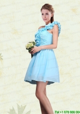 Ruching and Ruffles One Shoulder Chiffon Christmas Party Dresses