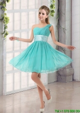 Natural One Shoulder A Line Ruching Lace Up Prom Dress