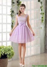 2015 Most Beautiful Chiffon A Line Prom Dress with Bowknot