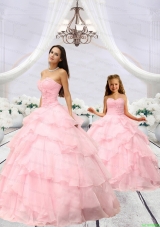Beading and Hand Made Flower Princesita Dress in Baby Pink with Ruching