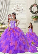 Beautiful Ruffles and Beading Princesita Dress in Purple and Red for 2015