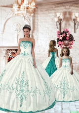 Top Seller White Princesita Dress with Turquoise Embroidery