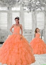 2015 Top Seller Beading and Ruffles Princesita Dress in Orange