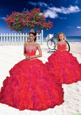 High End Beading and Ruffles Princesita Dress in Red for 2015 Spring