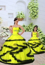 Classical Organza Yellow Princesita Dress with Beading and Ruching for 2015