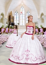 Top Seller Embroidery Princesita Dress in White and Wine Red