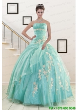 Discount Blue Quinceanera Dresses with Appliques for 2015
